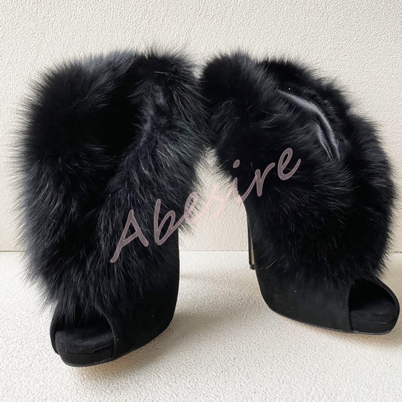 Women'S Fashion Trends - Autumn Suede Open-Toe Bare Boots Original