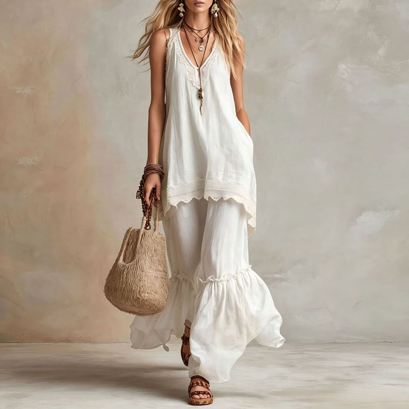 Women Lace Trim 2 Piece Matchi - Lace Trim Cami 评论和价格