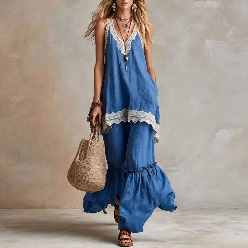 Women Lace Trim 2 Piece Matchi - Lace Trim Cami 评论和价格