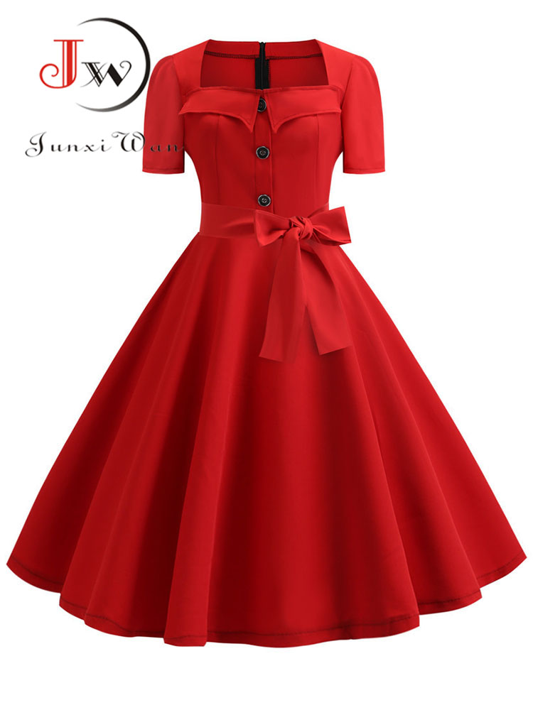 Women Summer Dress Elegant Ret - Women'S Fashion Of The 50S 评论和价格