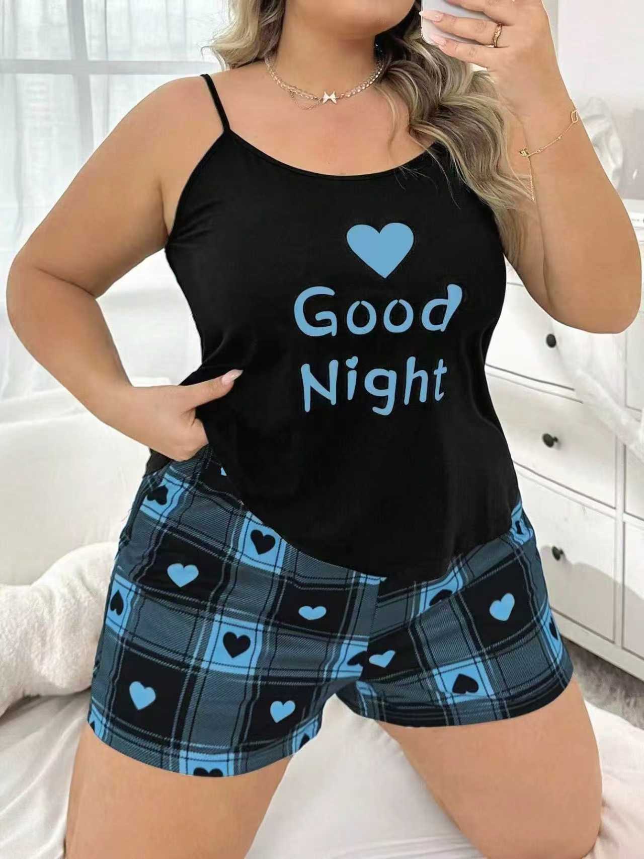 Women's Black Good Night Heart - Lace Trim Cami 评论和价格