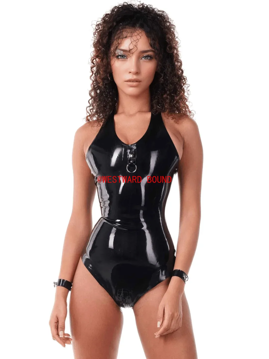 sexy black latex halter bodysu - Sleeveless Jumpsuit 评论和价格