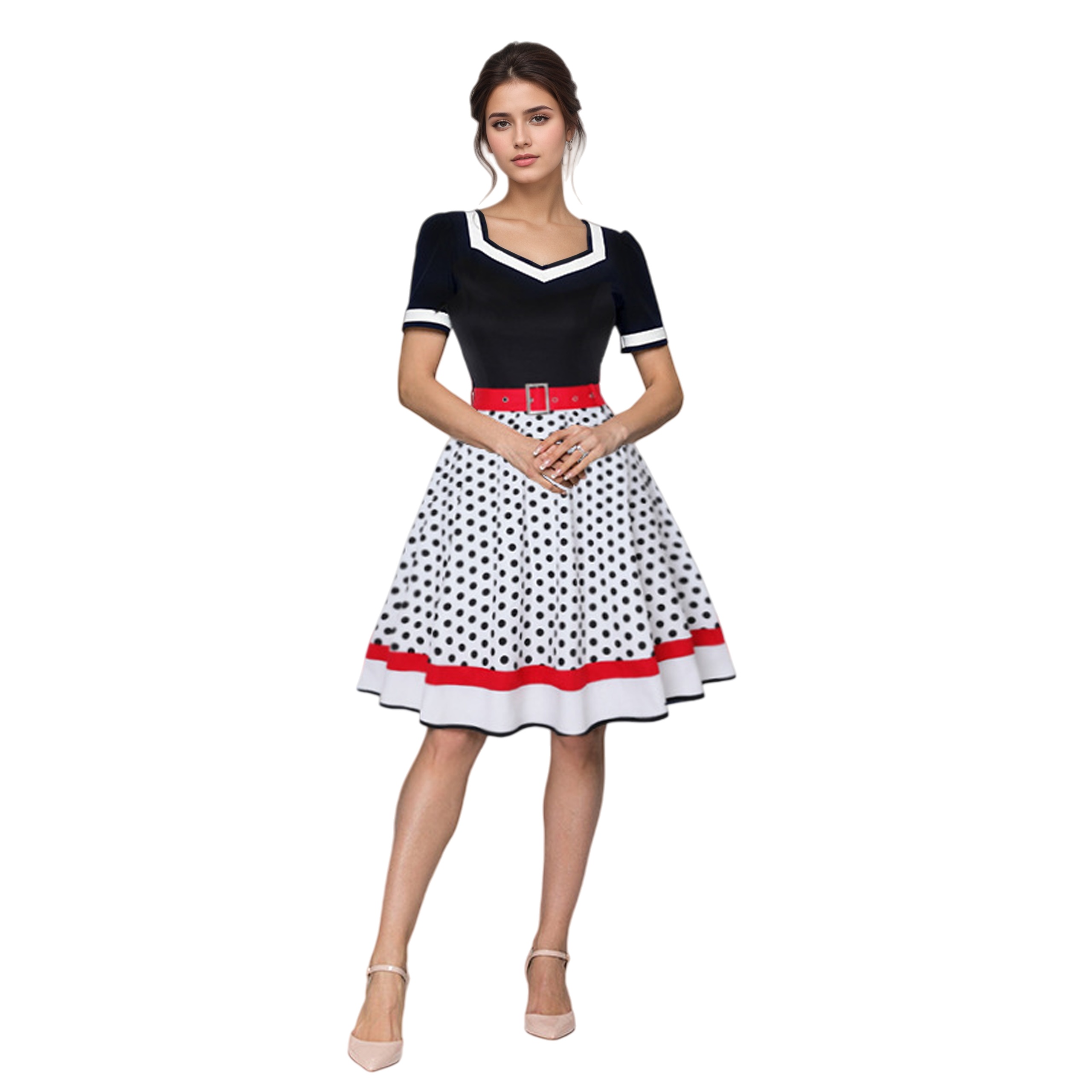 Vintage V-Neck Short Sleeve Sw - Women'S Fashion Of The 50S 评论和价格
