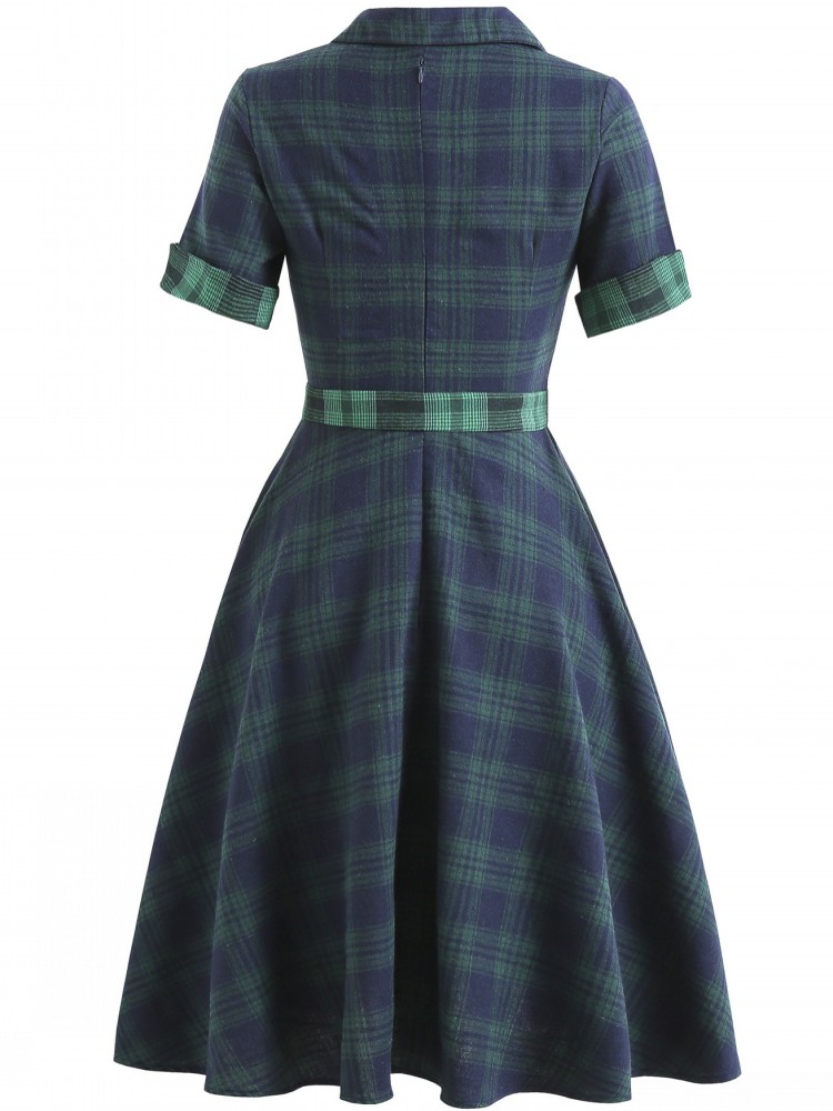 Women Pin Up Lattice Print Cas - Women'S Fashion Of The 50S 评论和价格