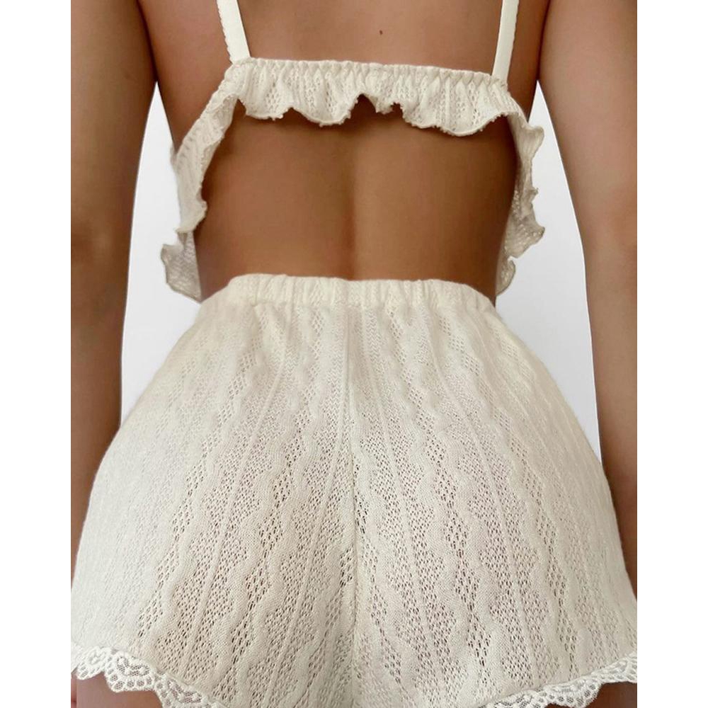 Lace Trim Ruffle Hem Cable Tex - Lace Trim Cami 评论和价格