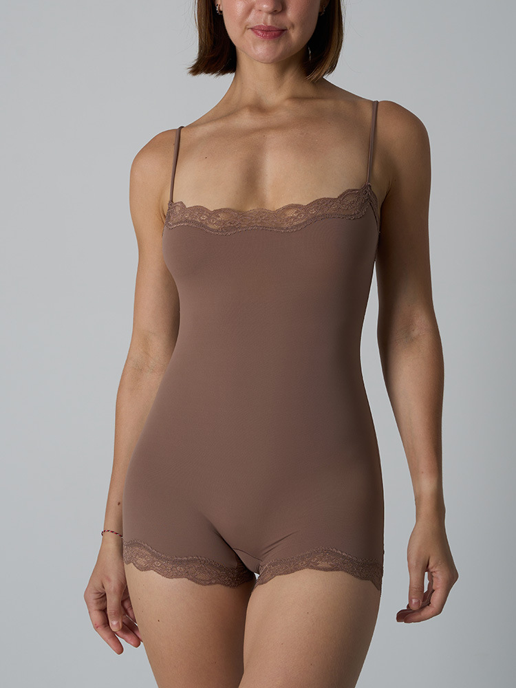 Lace Trim Romper Bodysuit – Ul - Lace Trim Cami 评论和价格