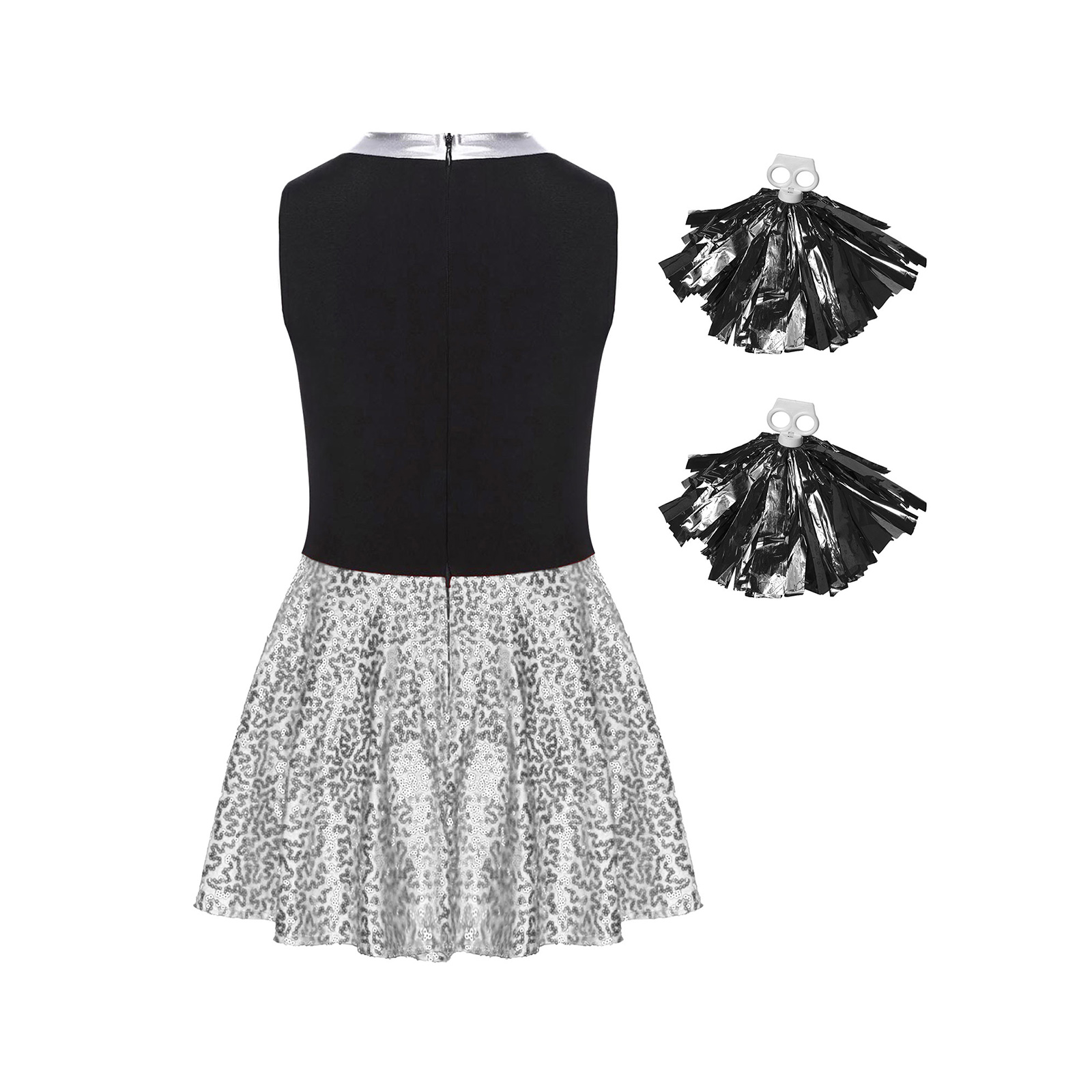 Girls Shiny Sequins Cheerleadi - Sleeveless Jumpsuit 评论和价格