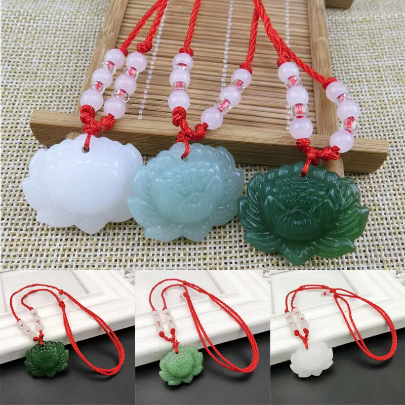 Natural Green Jade Lotus Penda - Trend Women Fashion 评论和价格