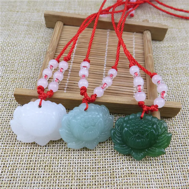 Natural Green Jade Lotus Penda - Trend Women Fashion 评论和价格