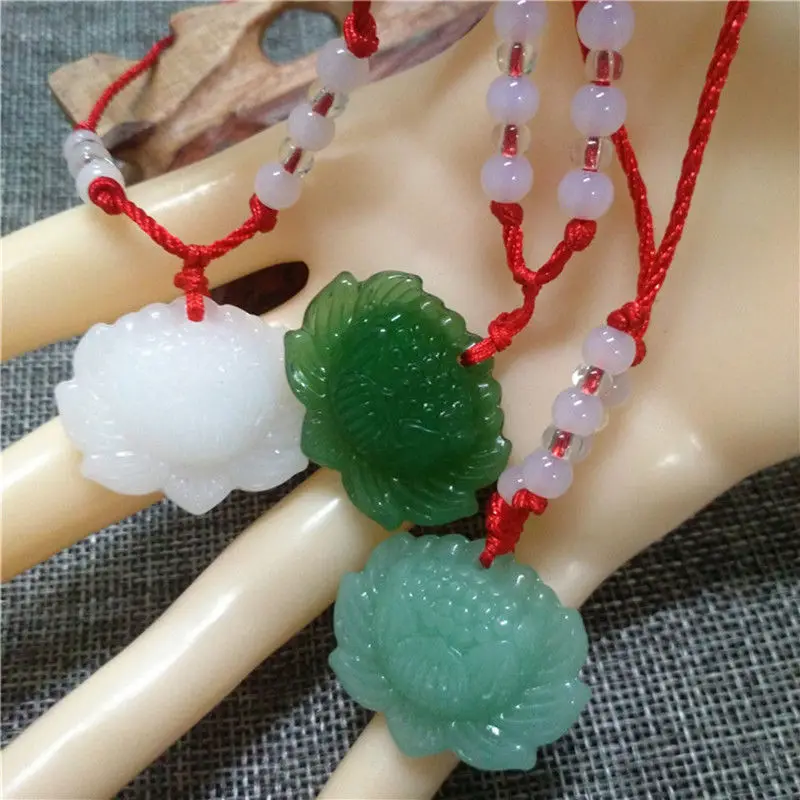 Natural Green Jade Lotus Penda - Trend Women Fashion 评论和价格