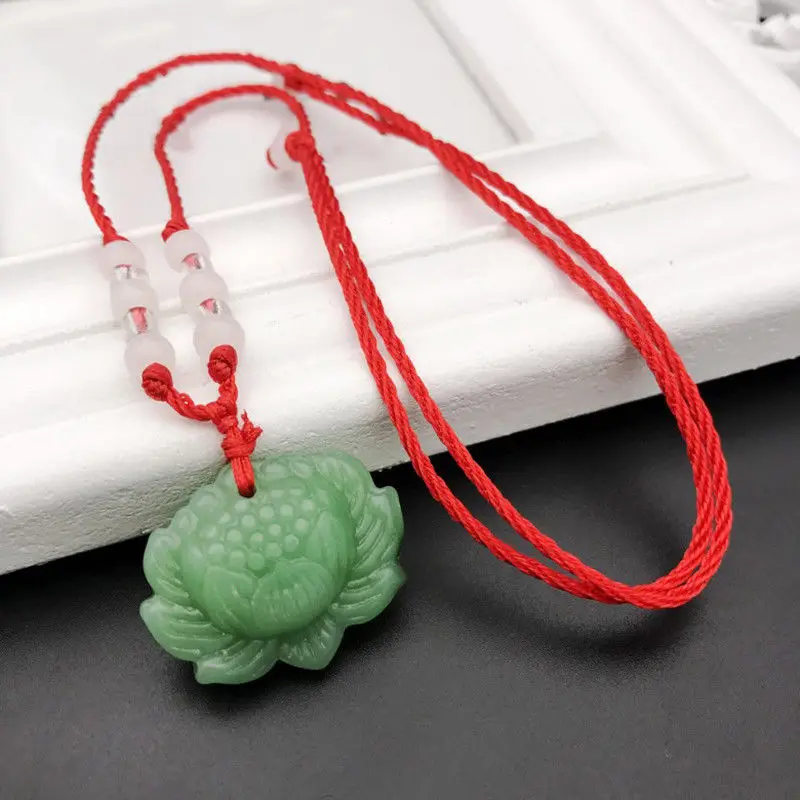Natural Green Jade Lotus Penda - Trend Women Fashion 评论和价格