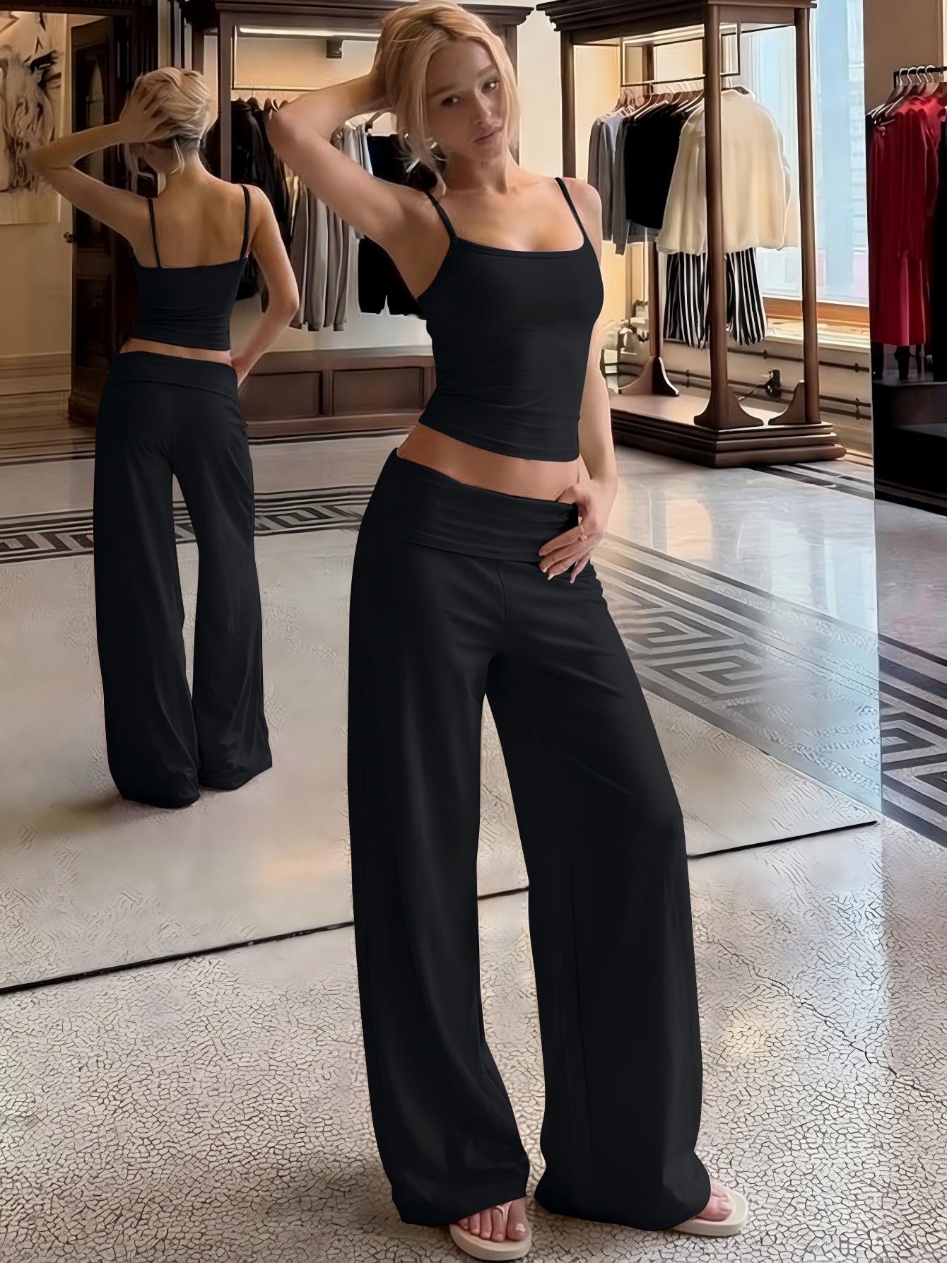 Hugcitar Fashion 2 Piece Sets  - Lace Trim Cami 评论和价格