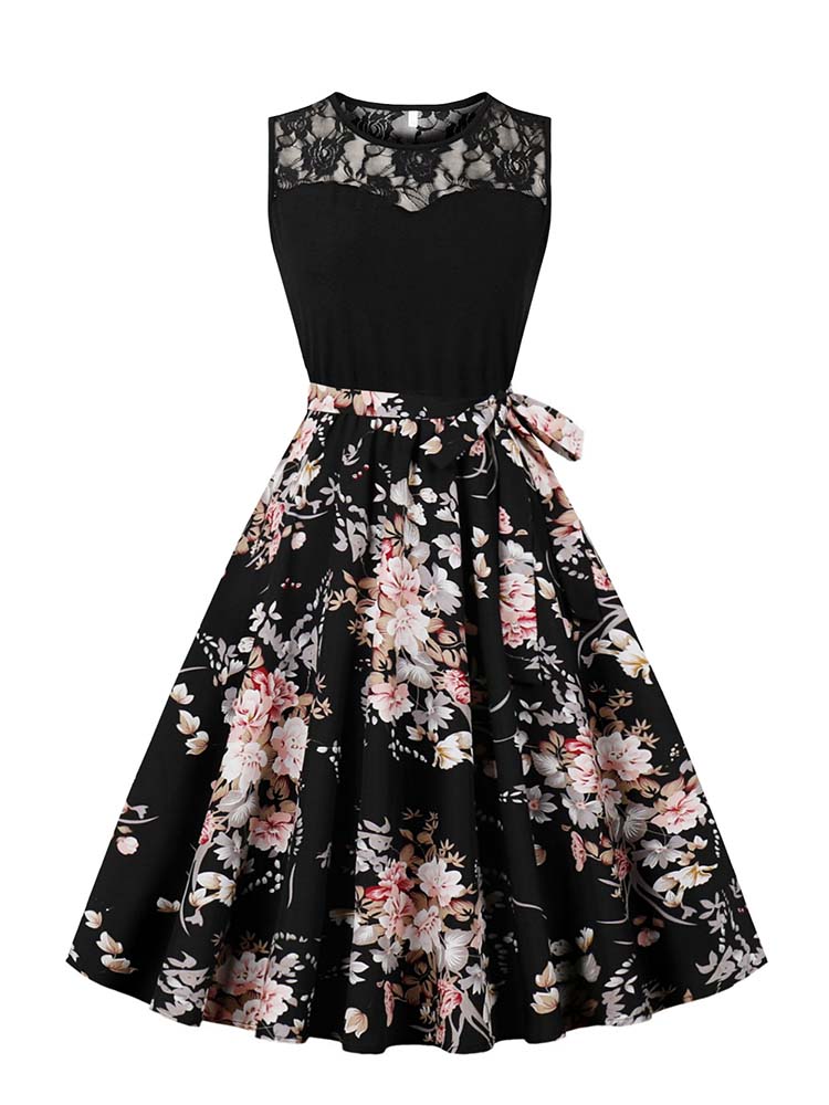 Elegant High Waist Sleeveless  - Women'S Fashion Of The 50S 评论和价格