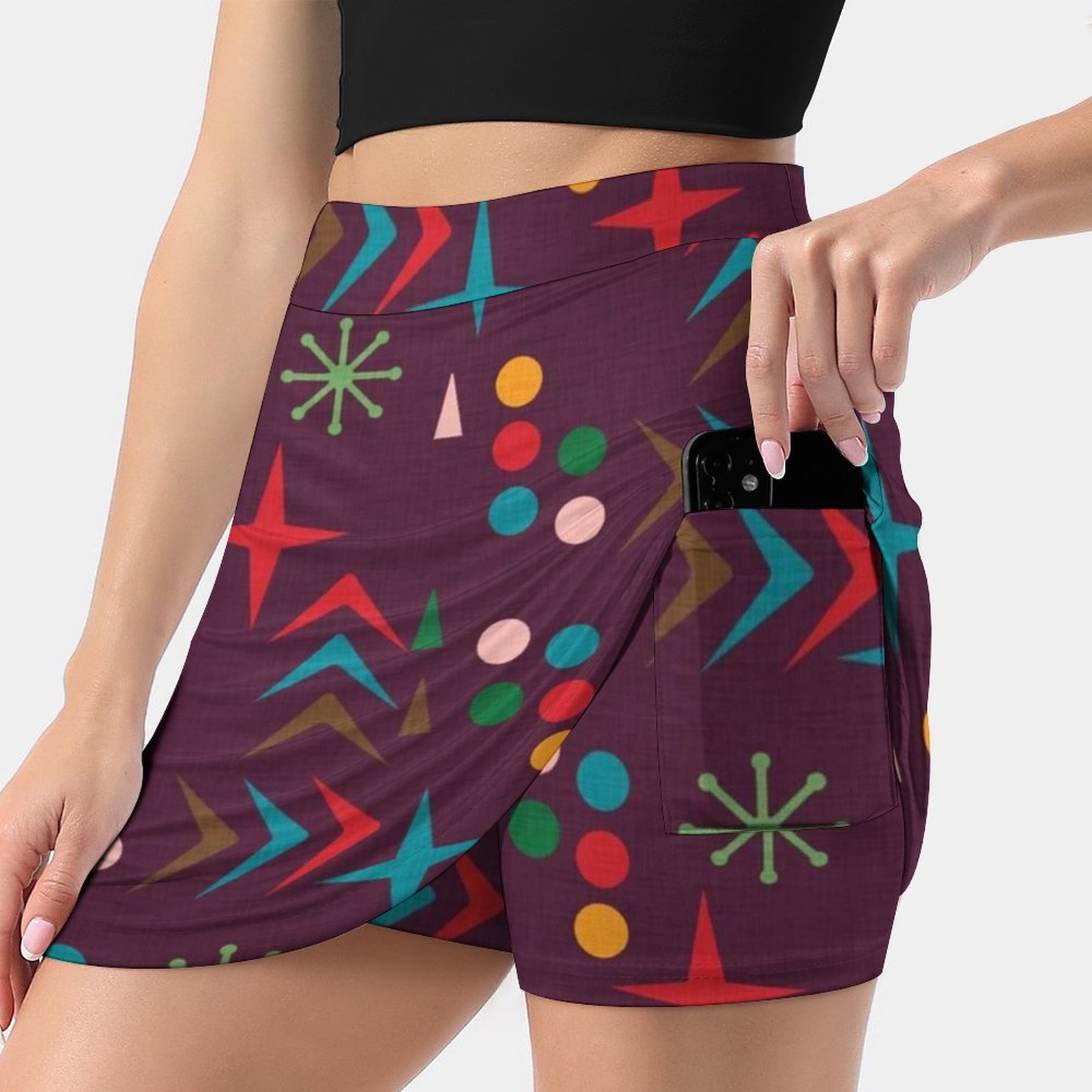 Atomic Pattern Purple Mid Cent - Women'S Fashion Of The 50S 评论和价格