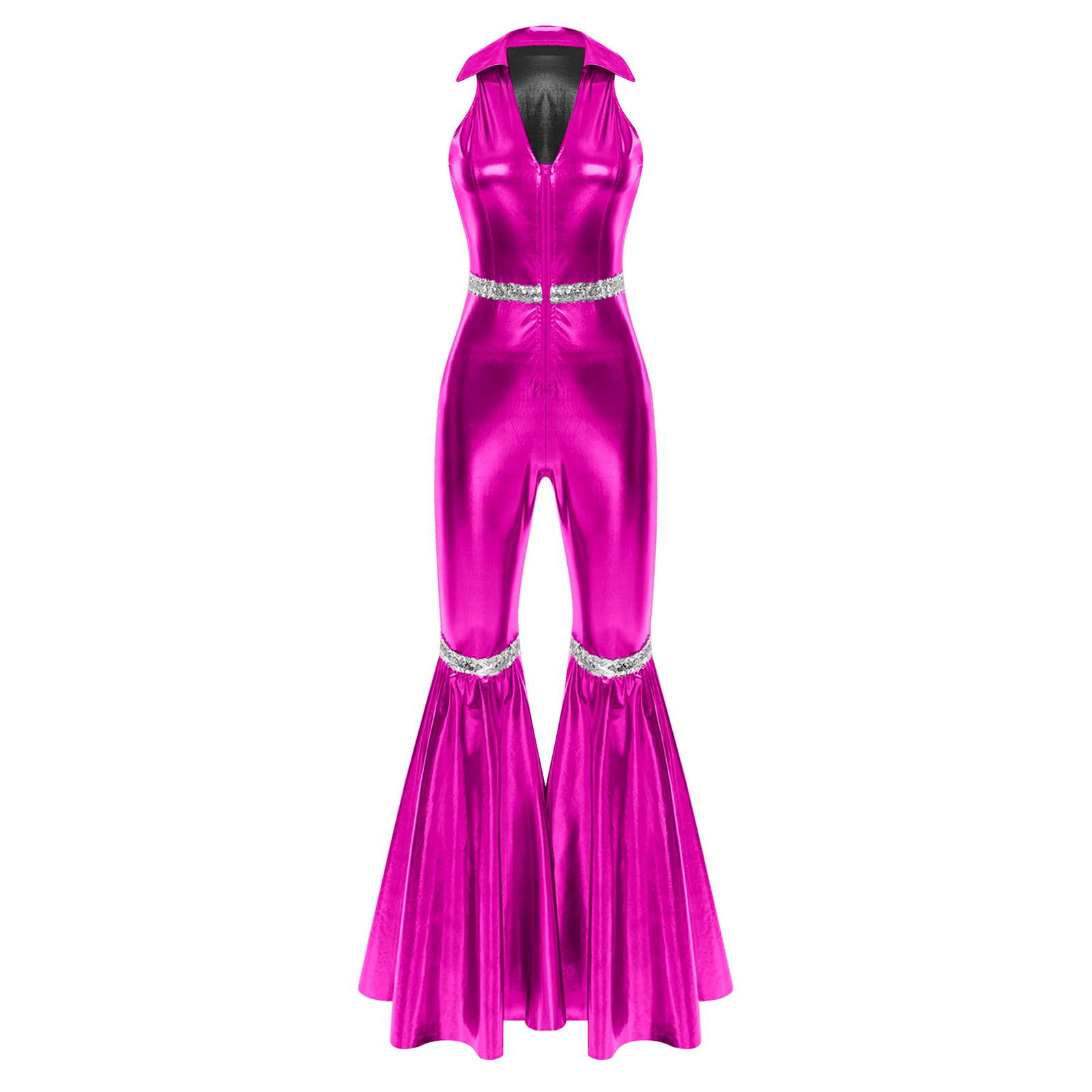 Women 70s Disco Bodysuit Hallo - Sleeveless Jumpsuit 评论和价格