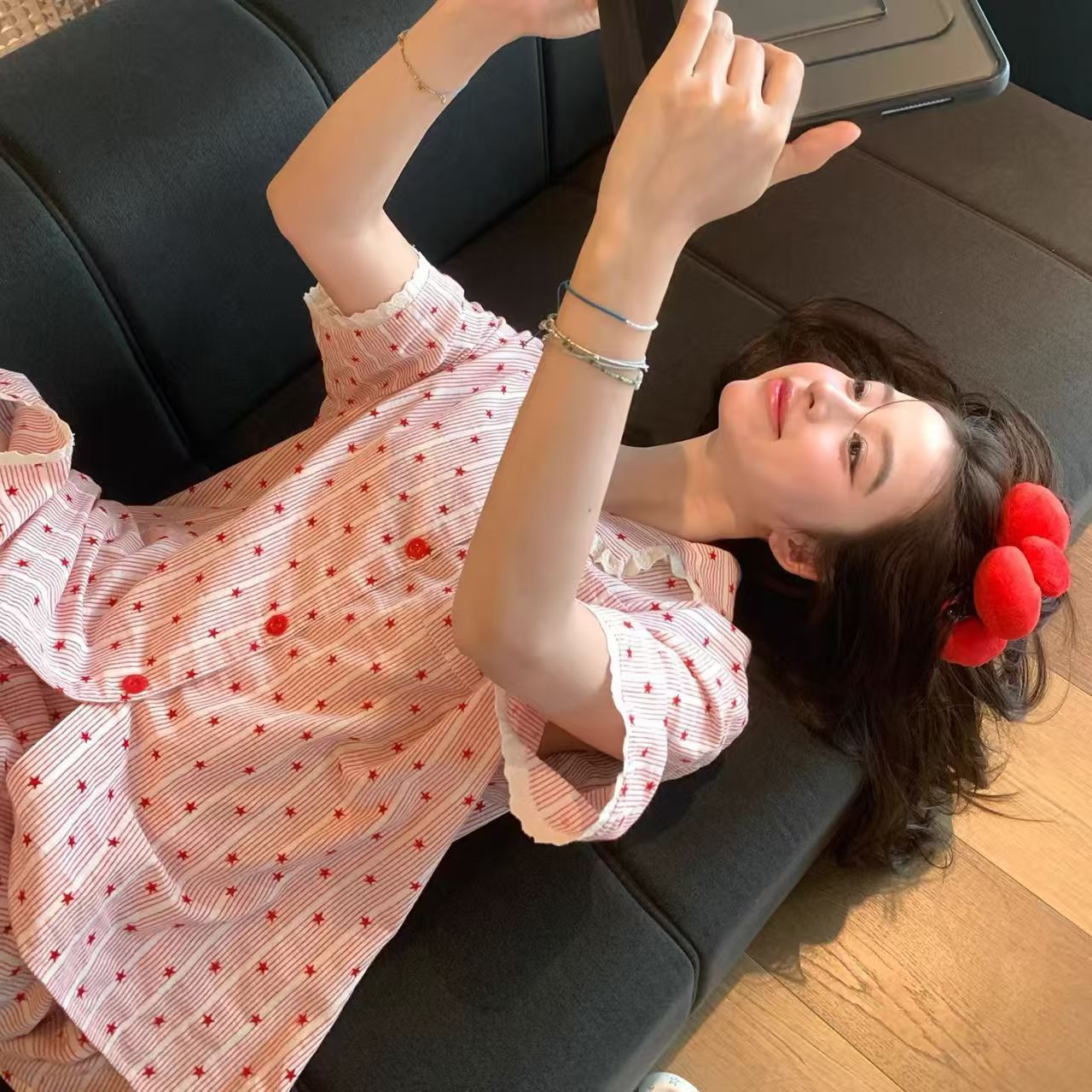 Y2K Fashion Pink Striped Star  - Women'S Fashion Pajamas 评论和价格