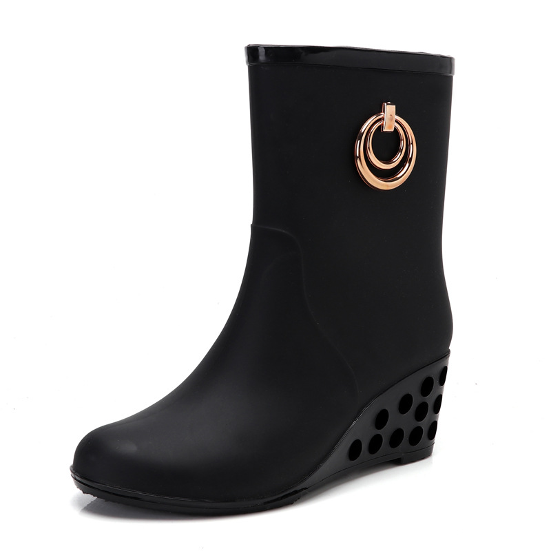 Fashion Wedge Heel Rain  Boots - Women'S Fashion Gumboots 评论和价格