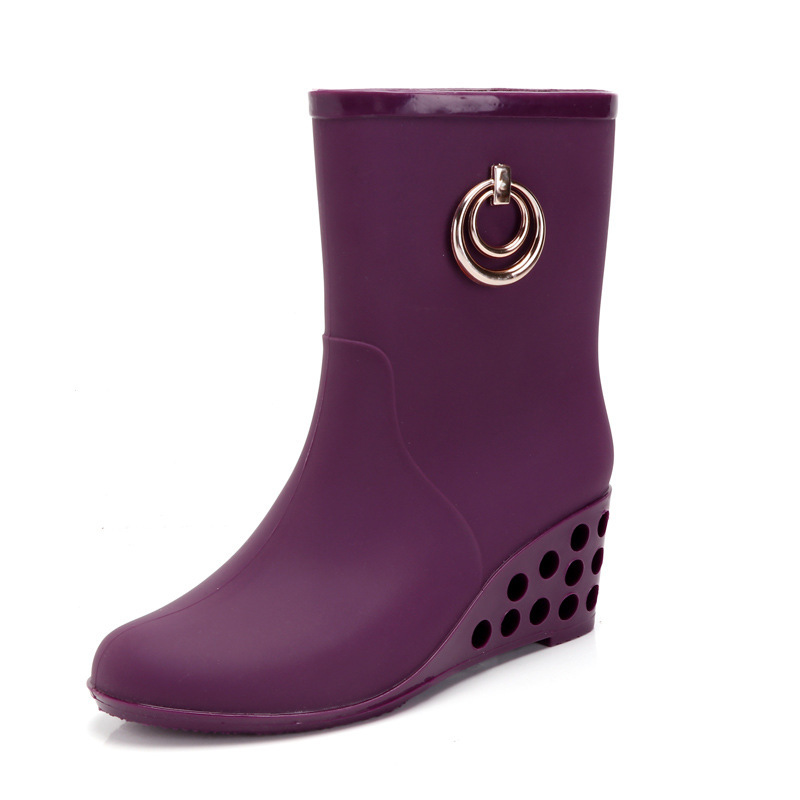 Fashion Wedge Heel Rain  Boots - Women'S Fashion Gumboots 评论和价格
