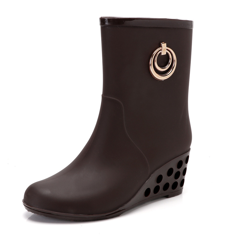 Fashion Wedge Heel Rain  Boots - Women'S Fashion Gumboots 评论和价格