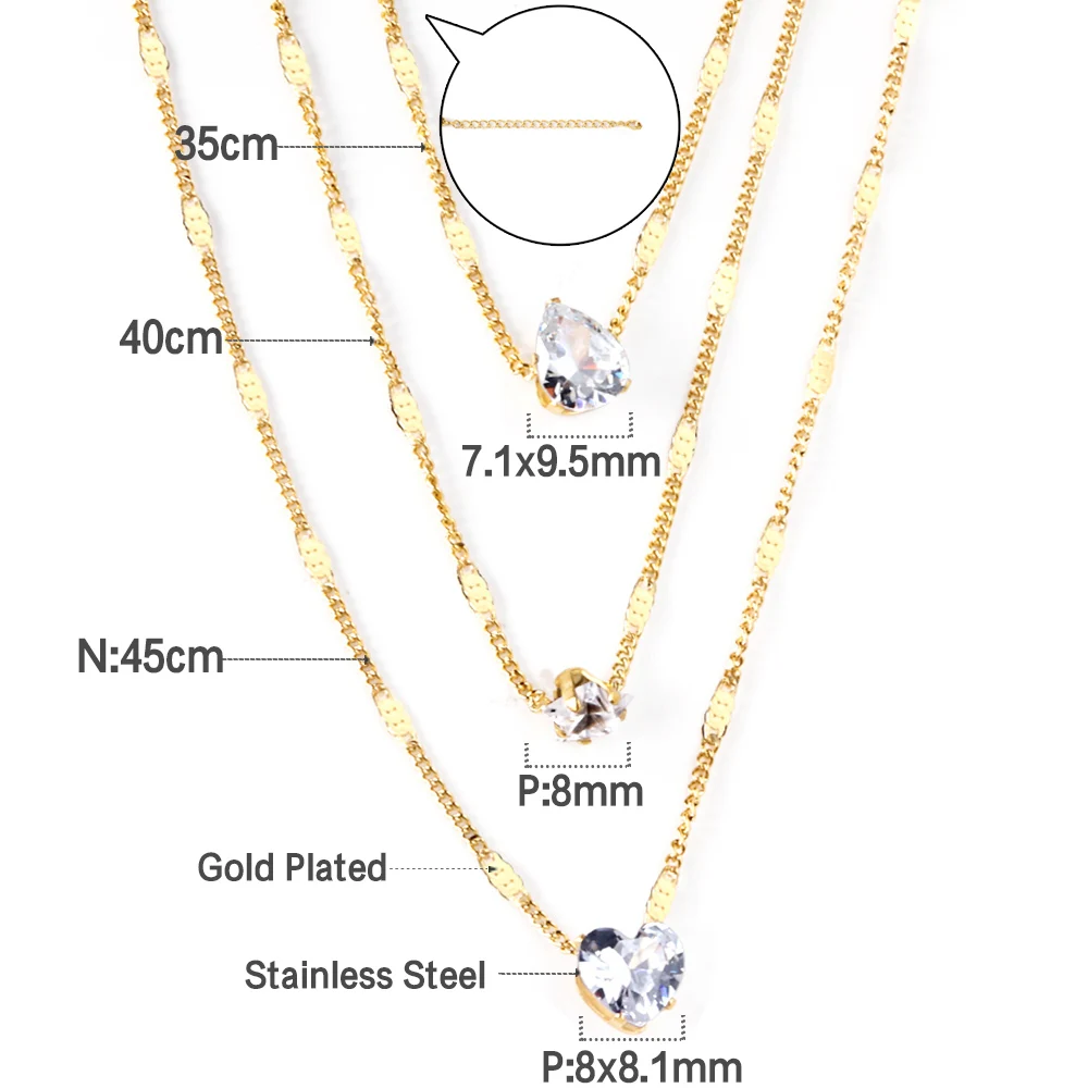 Triple Chains Necklace Heart S - Women'S Fashion Show 2022 评论和价格